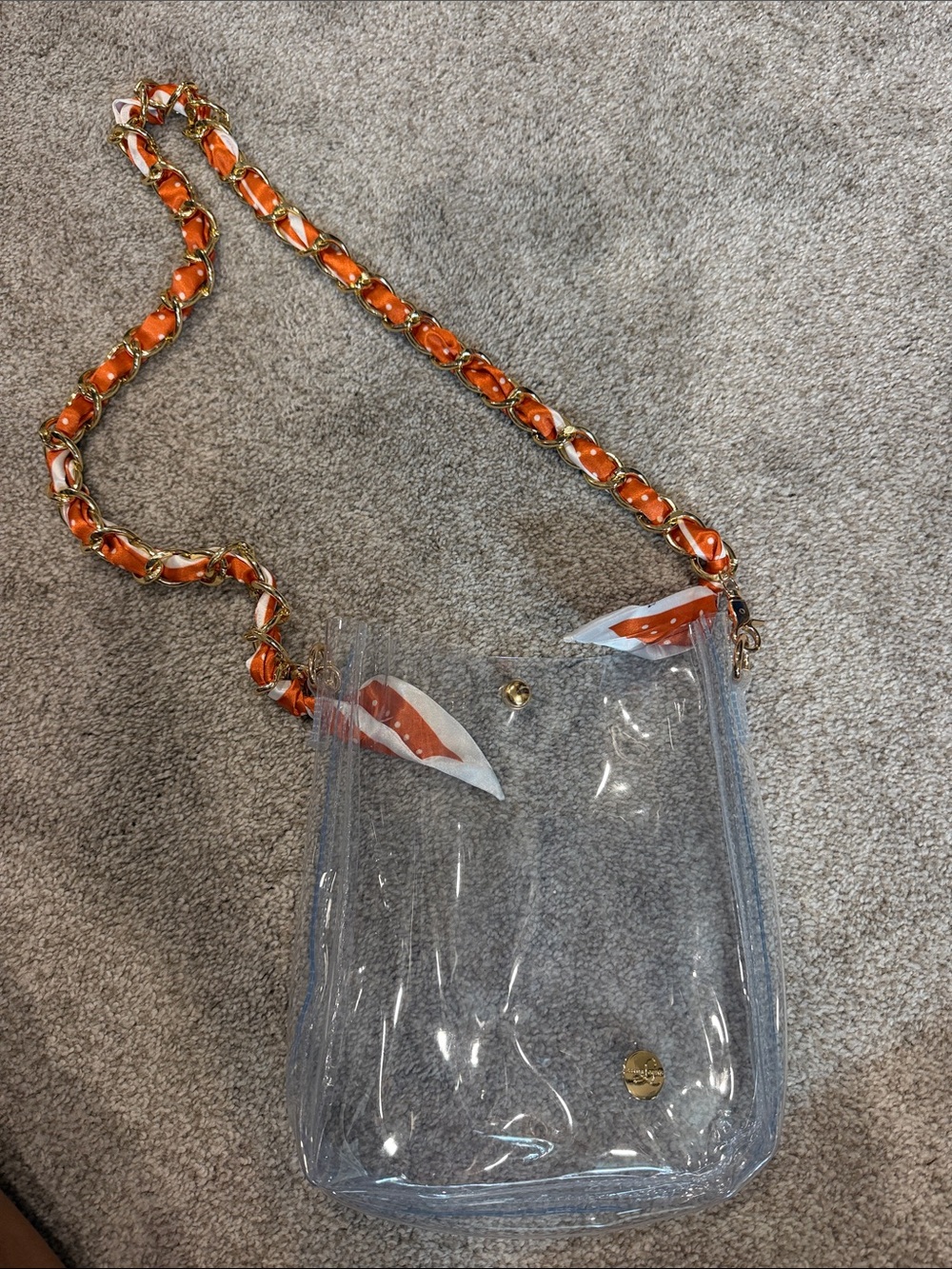Orange clear game day purse